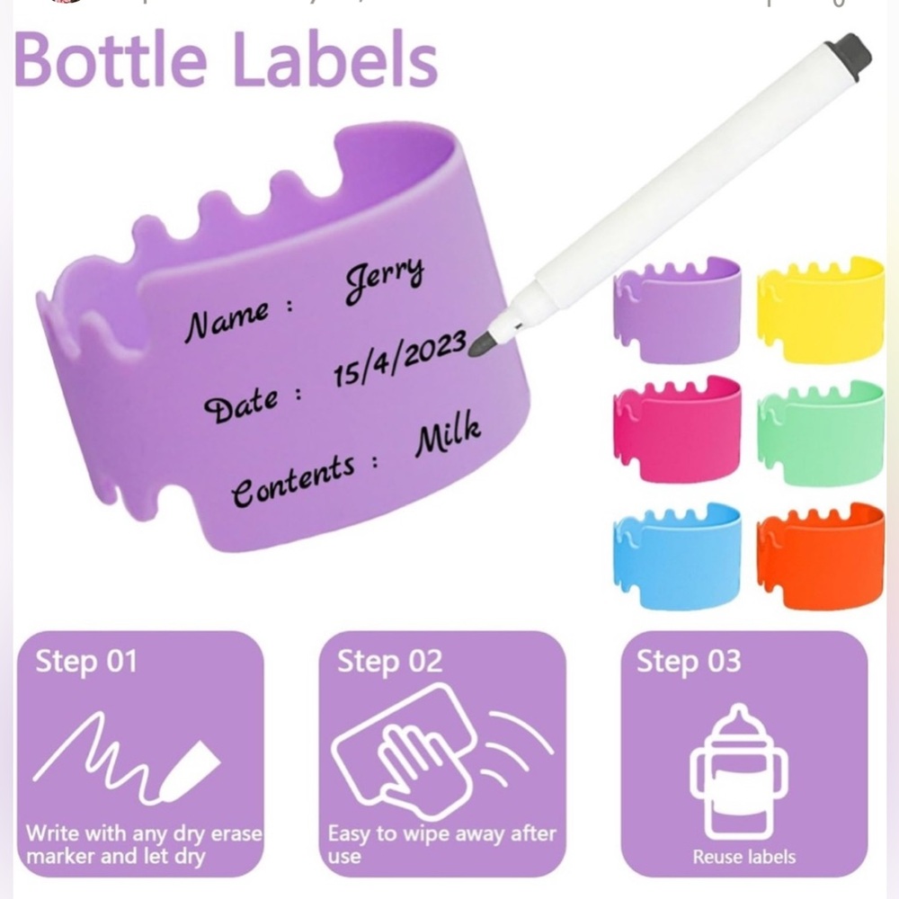 Colorful reusable Food Labels with Marker